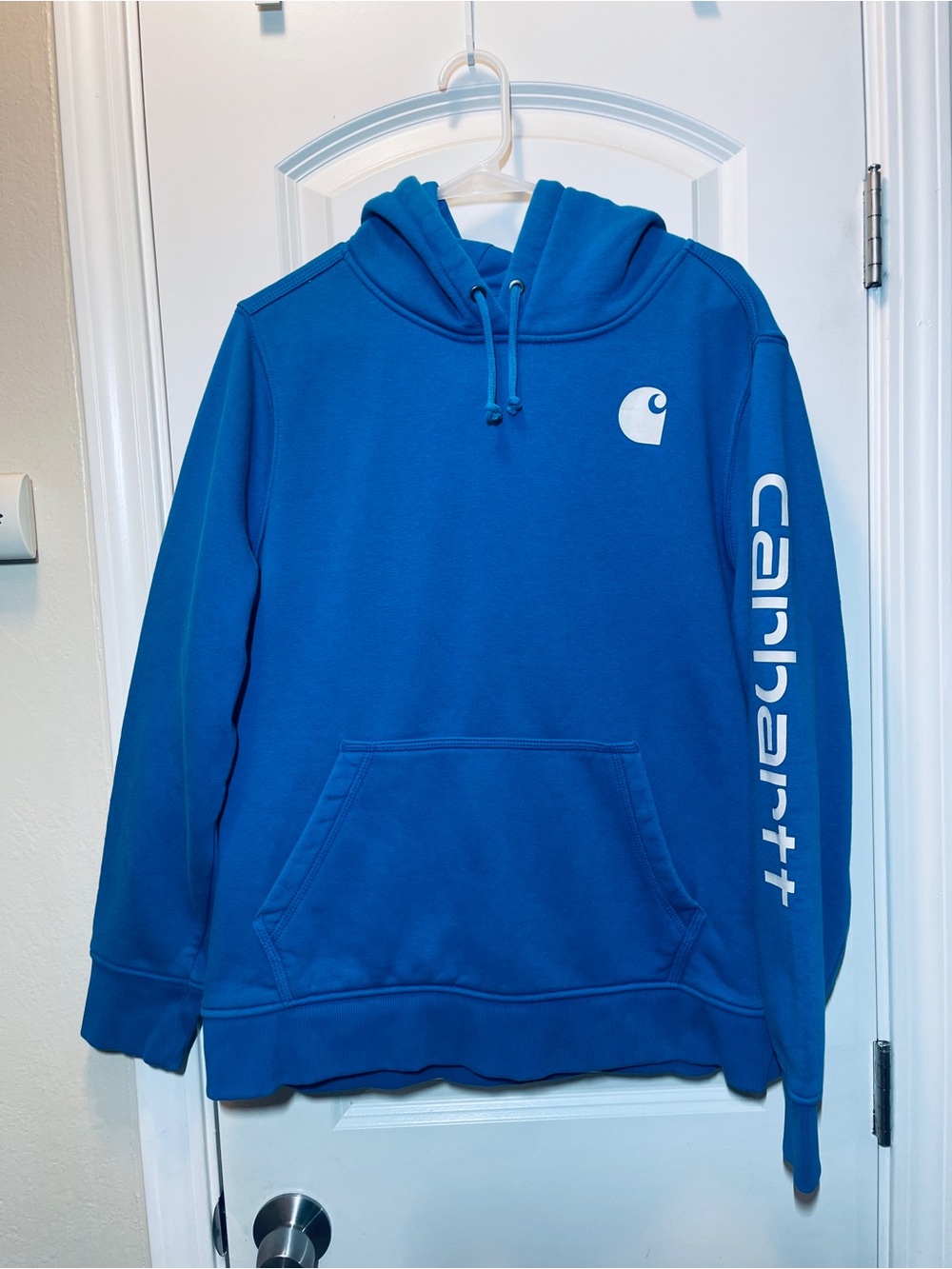 Carhartt Royal Blue Logo Sleeve Crewneck Hoodie - Men's Pullover